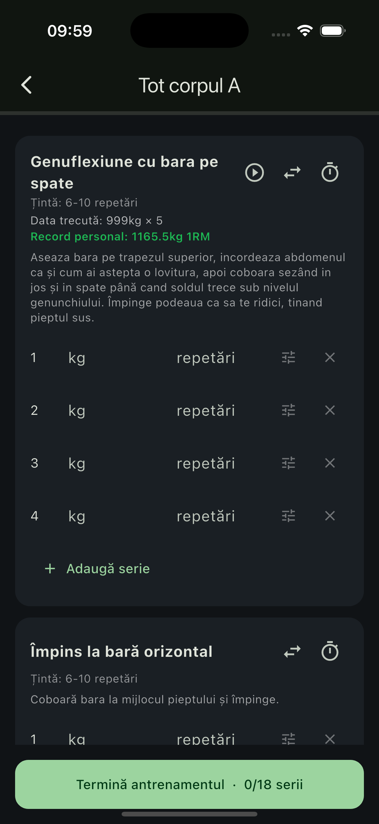 Trainzy workout logging
